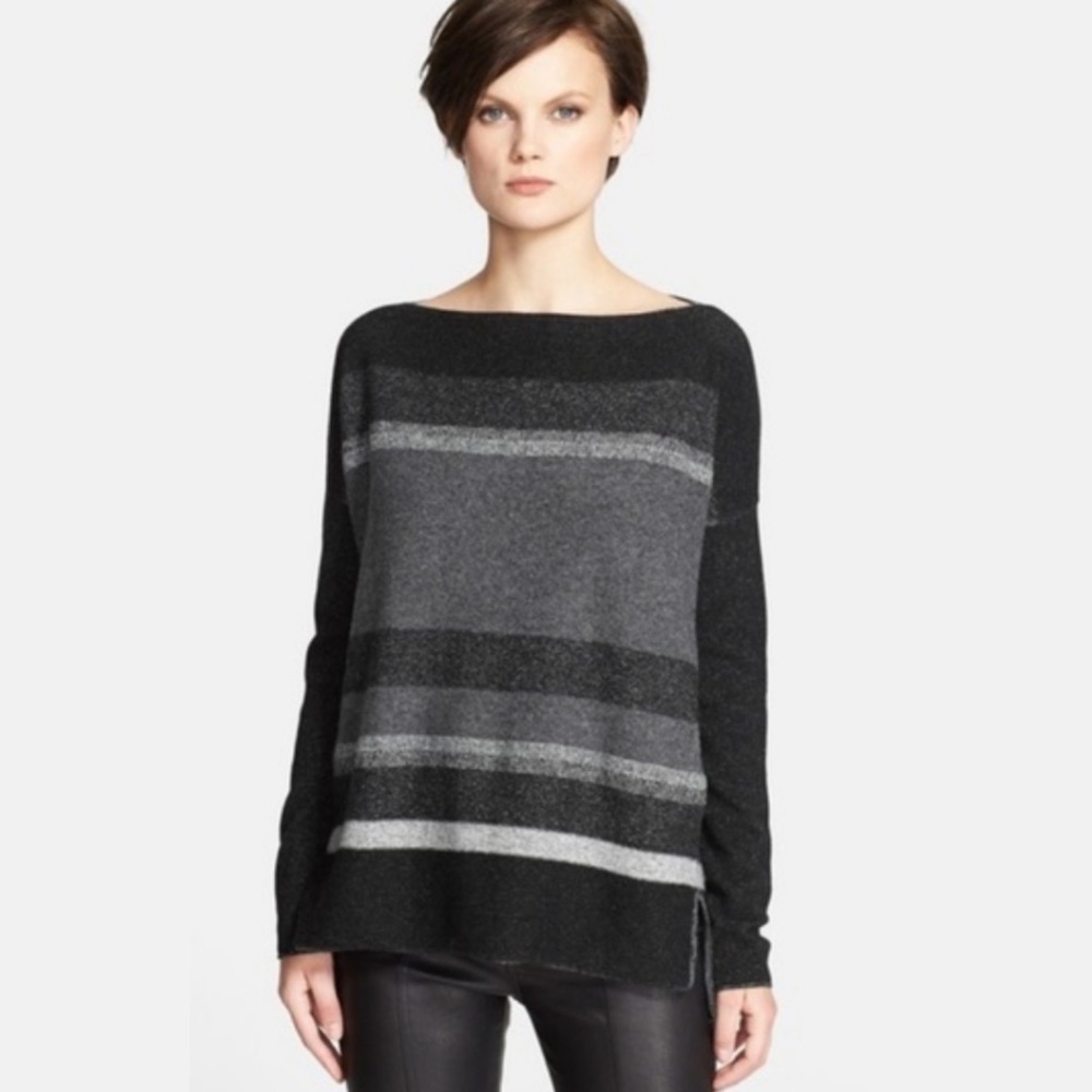 Vince Cashmere Wool Striped Boatneck Pullover Sweater Size XS‎ Long Sleeve Knit